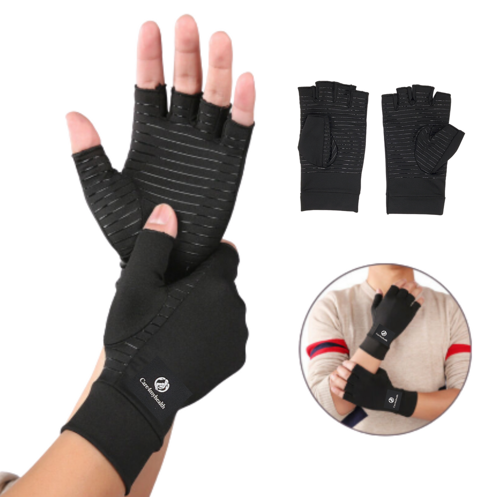 LingFei Copper Compression Arthritis Gloves - Fingerless Pain Relief Gloves For Hands & Wrists